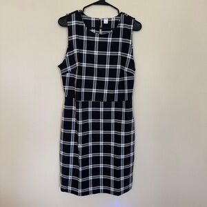 Old Navy | Black White Plaid Sleeveless Sheath Dress | Classic Check | Size L